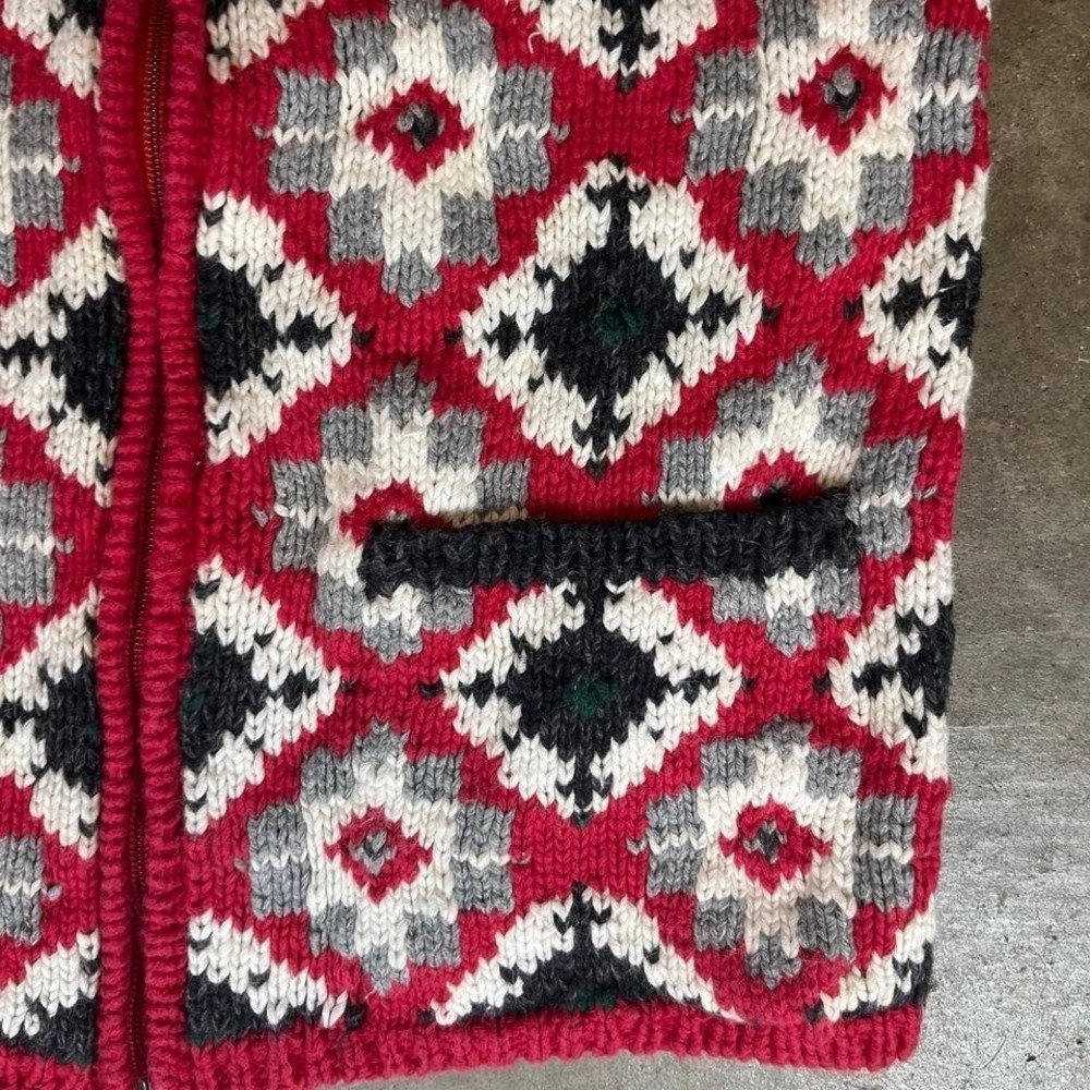 Eagle's Eye red & black patterned zip up sweater vest Women's Size Small - Picture 2 of 5